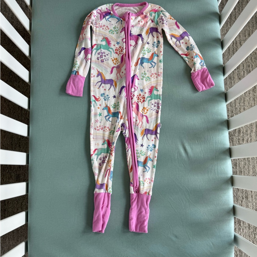 Little Sleepies Unicorn Kids Footie Pajama - Purple and Pink